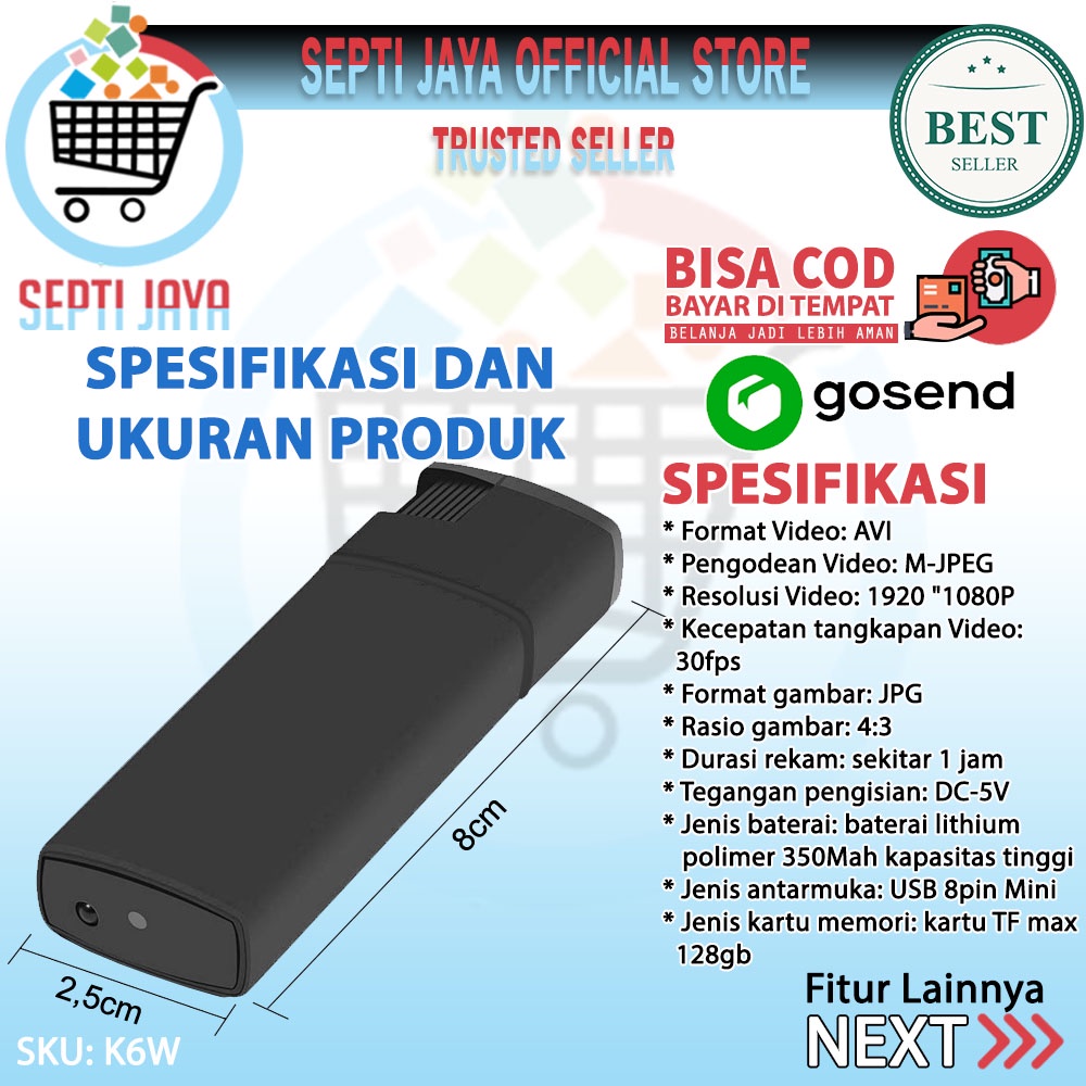 Spy Cam Kamera Korek Api Elektrik K6 WIFI Full Hd 1080p 4k Hidden Camera Pengintai Mini Tersembunyi Model Korek Api Unik Lighter V18 K6 Wifi Camera Kecil Pengintai Original Murah Berkualitas Spycam Lighter WIFI Kamera Pengintai Korek Api Cas Bara Ori-1