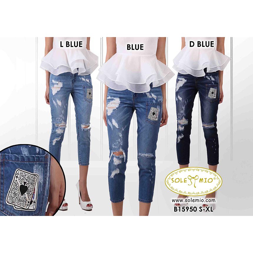 READY... CELANA PANT RIPPED JEANS SOLEMIO B15950