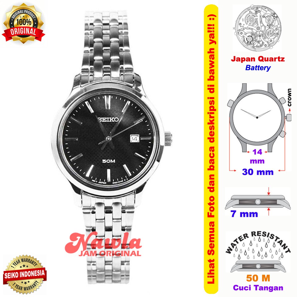 Seiko Ladies SUR649P1 Quartz Black Dial - Jam Tangan Wanita SUR649