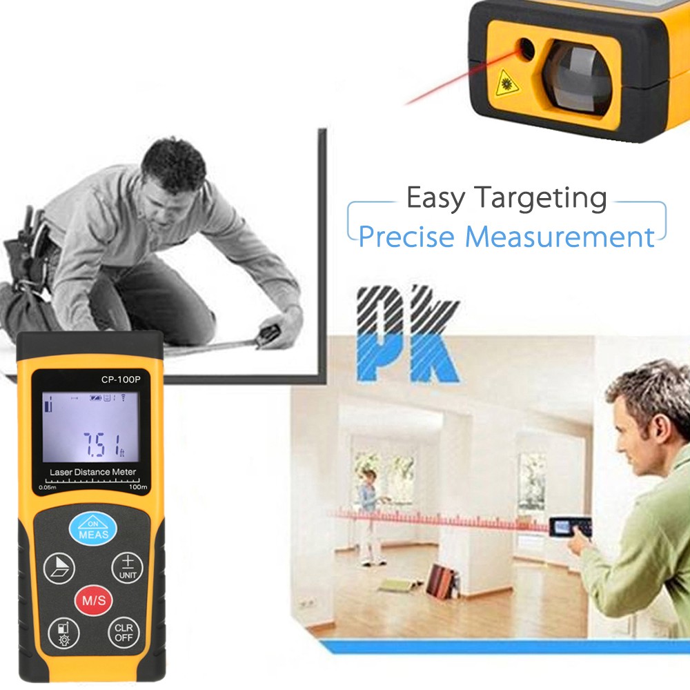 Laser Meteran Distance Meter Alat Ukur Jarak Meteran Digital LCD  100 Meter 100M CP-100