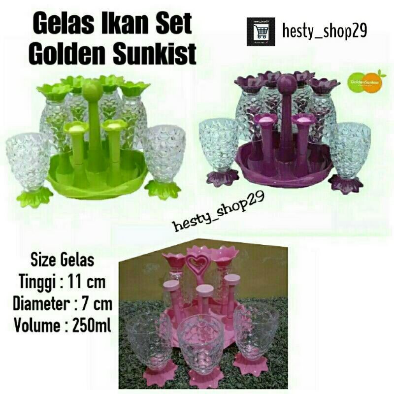 Set Golden Sunkist / Gelas Nanas / Gelas Kristal