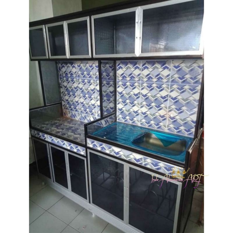 Kitchen Set Lemari Dapur Bahan Alumunium Full Kaca
