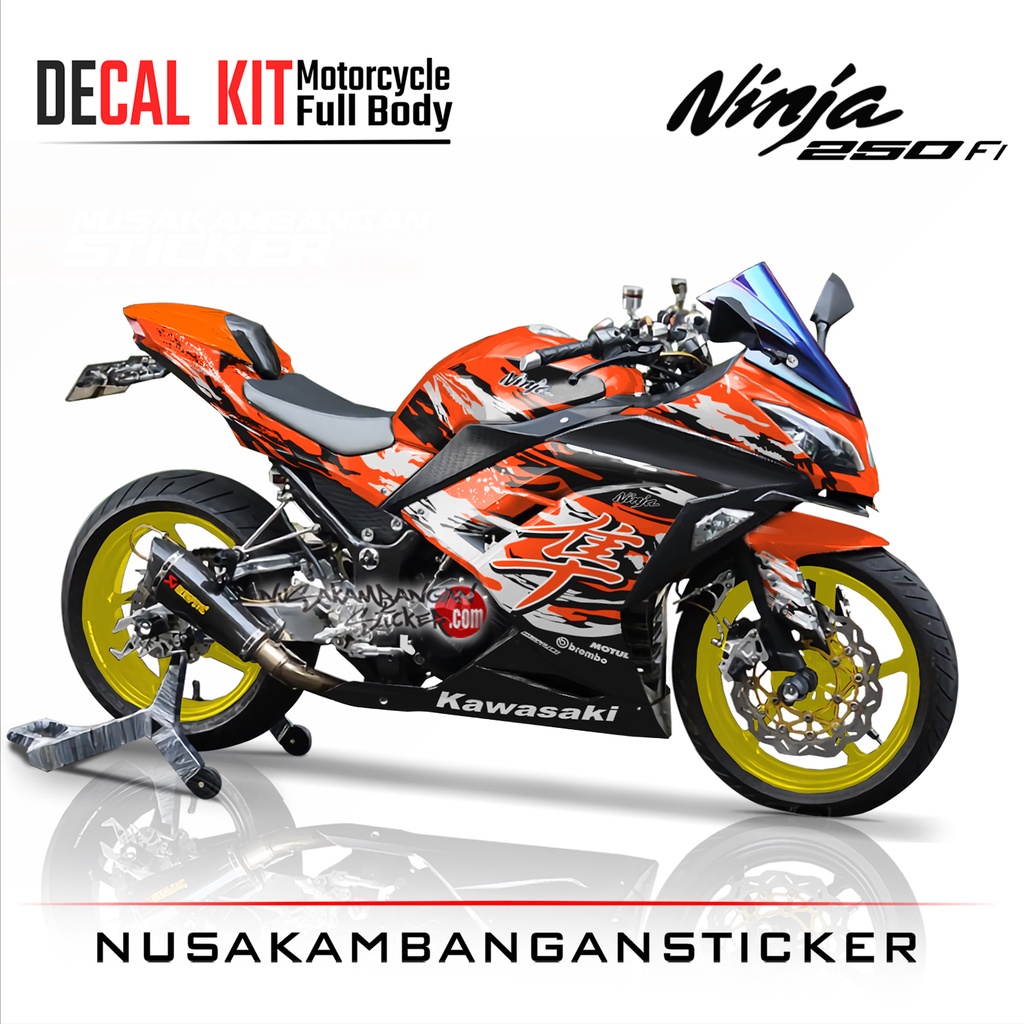 Stiker Ninja 250 Fi Bercak Kanji Orange