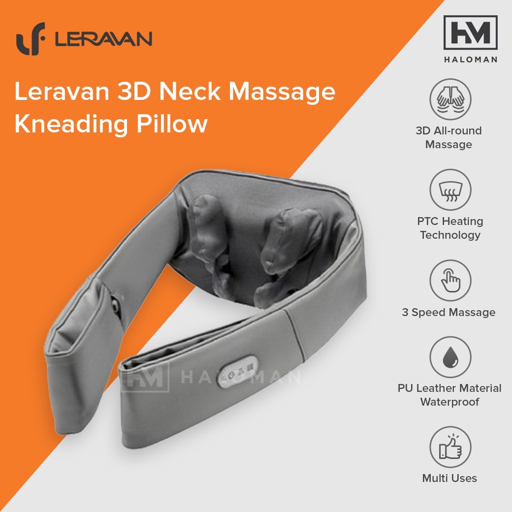 Leravan 3D Neck Massage Kneading Pillow Alat Pijat Leher Pundak