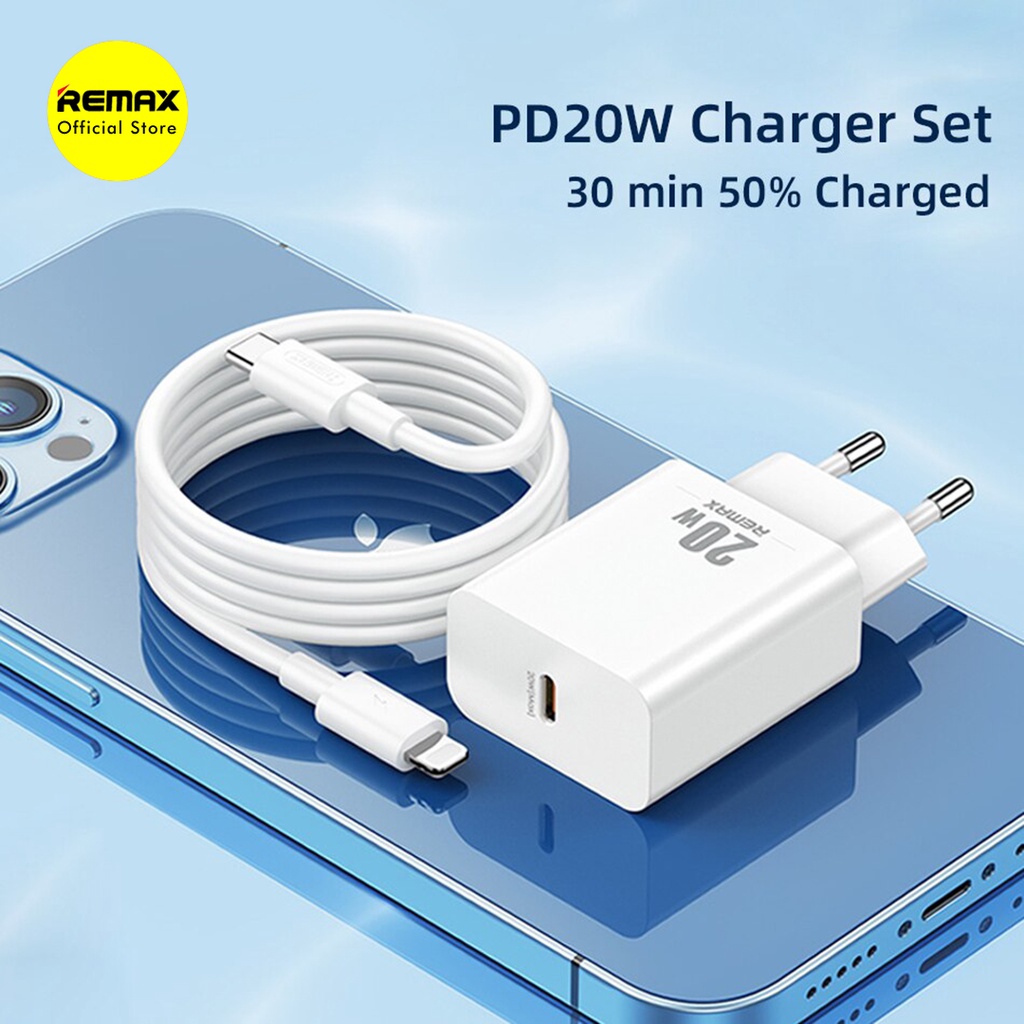 Remax Prime II RP-U5 Bundling Charger Adapter Fast Charging 20W + Kabel Data Type C to Lighting Original