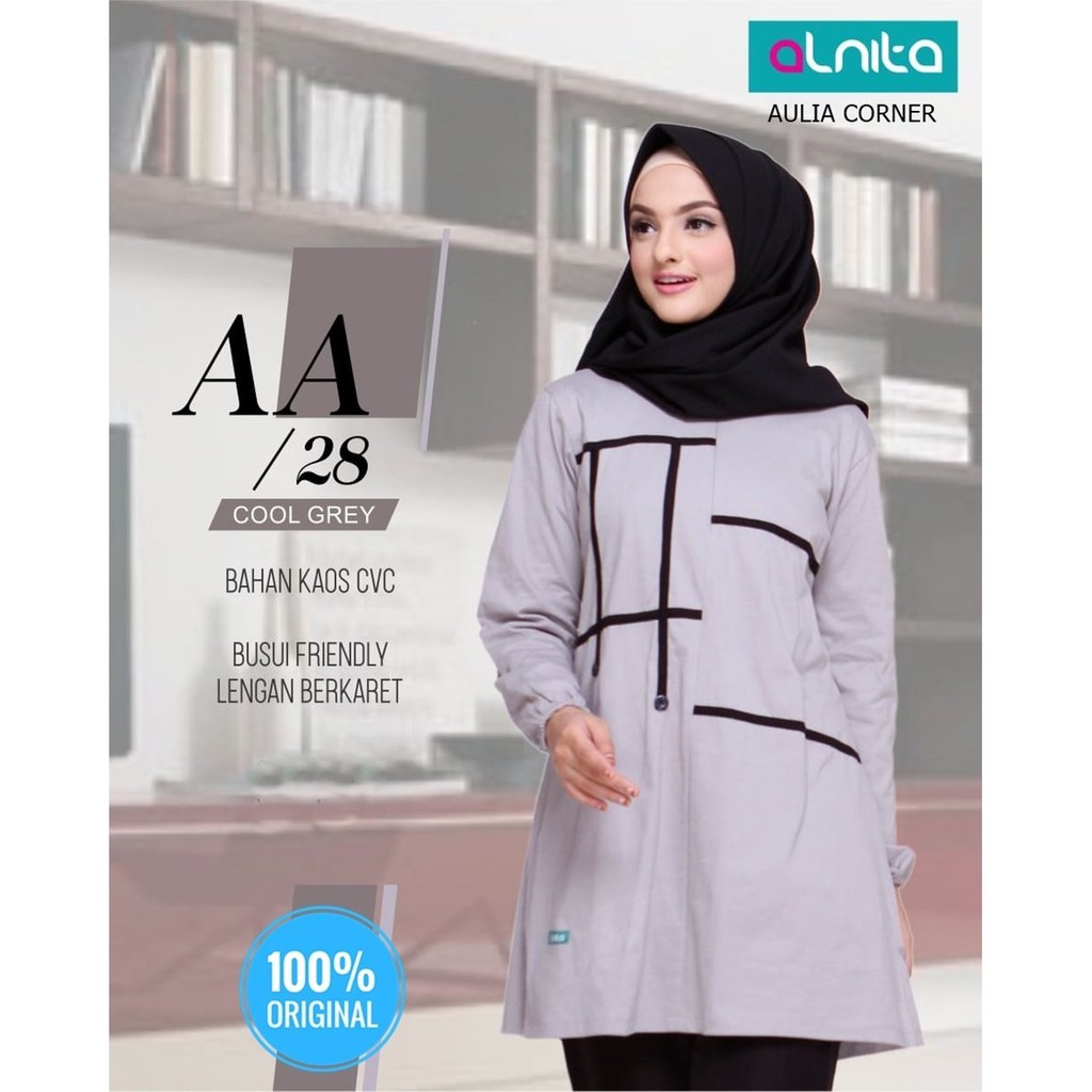  Baju  Muslim Atasan  Alnita AA 28 Cool Grey ORIGINAL Baju  