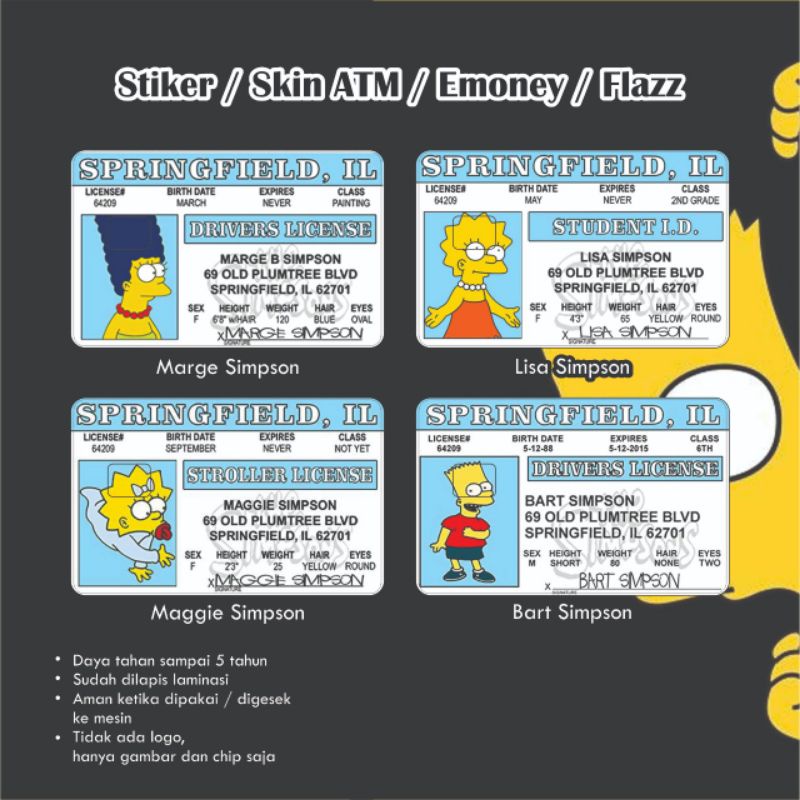 

Stiker / Garskin / Skin ATM / Kartu Simpson
