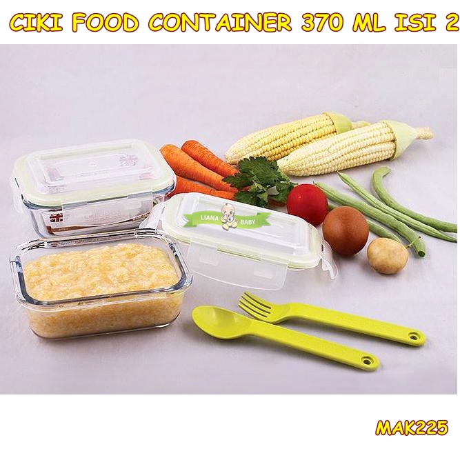 MAK225 WADAH KACA MPASI CIKI FOOD CONTAINER 370 ML ISI 2 PCS