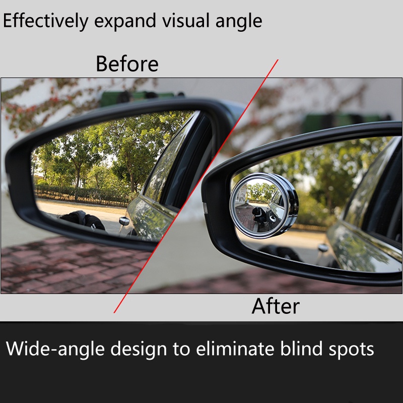 2 Pcs Kaca Spion Blind Spot Mobil Wide angle 360 Derajat Adjustable Dengan Kop Perekat