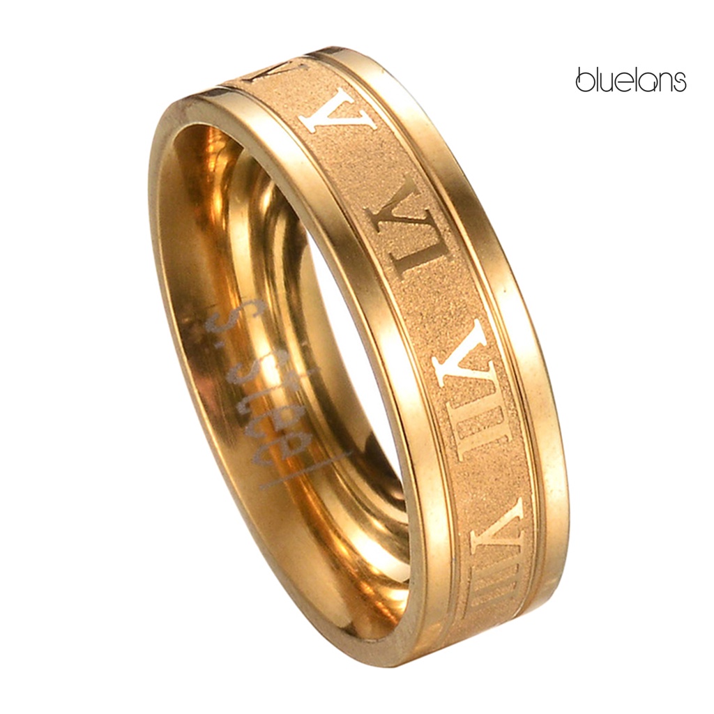 Bluelans Punk Ring Creative Unisex Titanium Steel Roman Numerals Ring Gift Daily Life