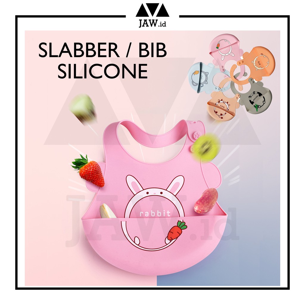 JAW Slabber Silikon / Celemek Makan Bayi Silicon Baby BIB