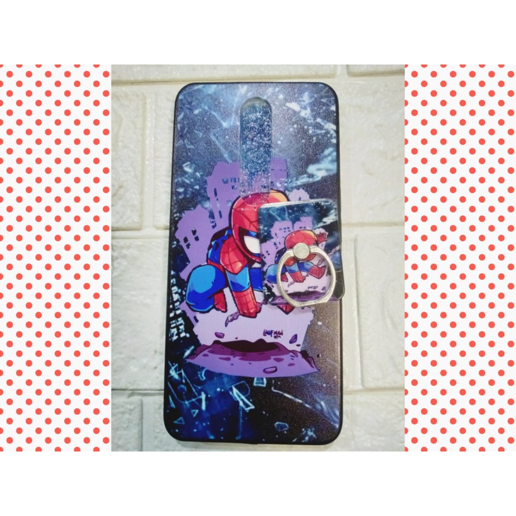 Case OPPO F11PRO+Iring Motif kartun Robot, Hulk, Thor, Spiderman, Ironman