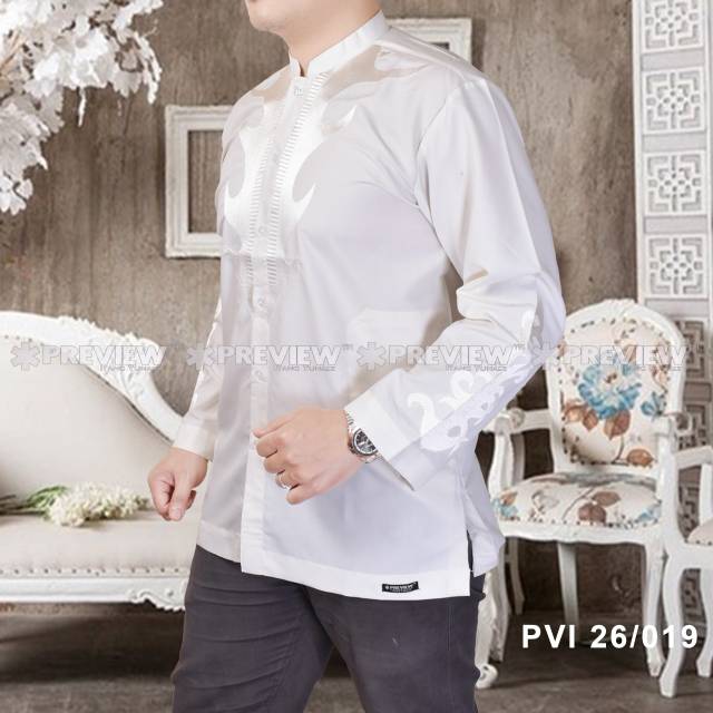 Preview Baju koko Itang Yunasz Infinite Panjang Putih Bw Shafi