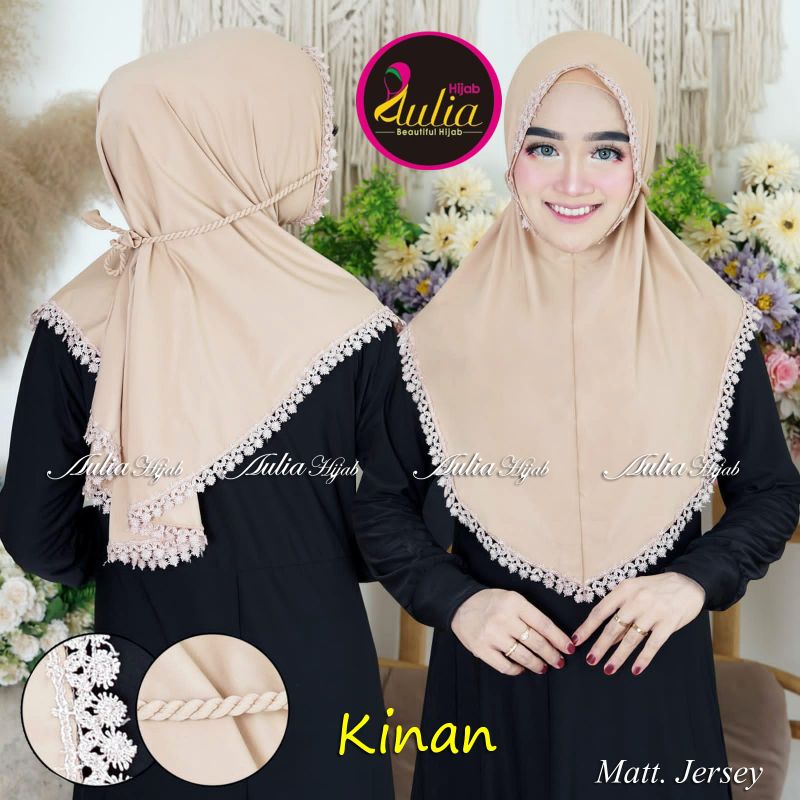 HIJAB BERGO KINAN PREMIUM JERSY / BERGO RENDA / TALI KEPANG / JILBAB BERGO / KERUDUNG BERGO