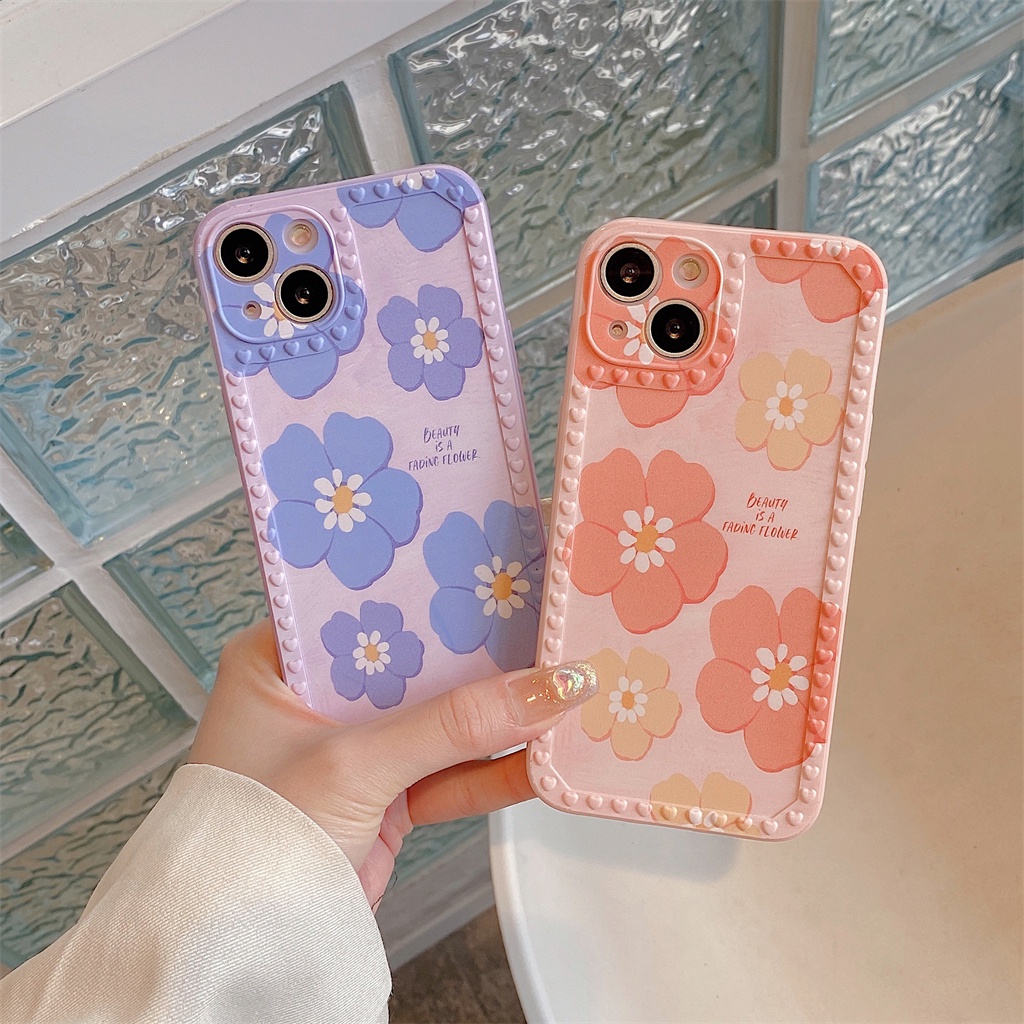 Casing Silikon Samsung A03S A12 A02S A32 A52 A72 A10 A50 S20 Note 20 J7 Prime Motif Bunga Pink Ungu