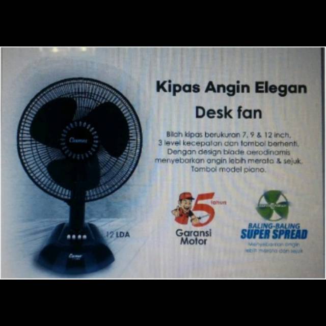 COSMOS 12LDA Kipas Angin Meja Desk Fan 12 inc. Baru Bergaransi Resmi