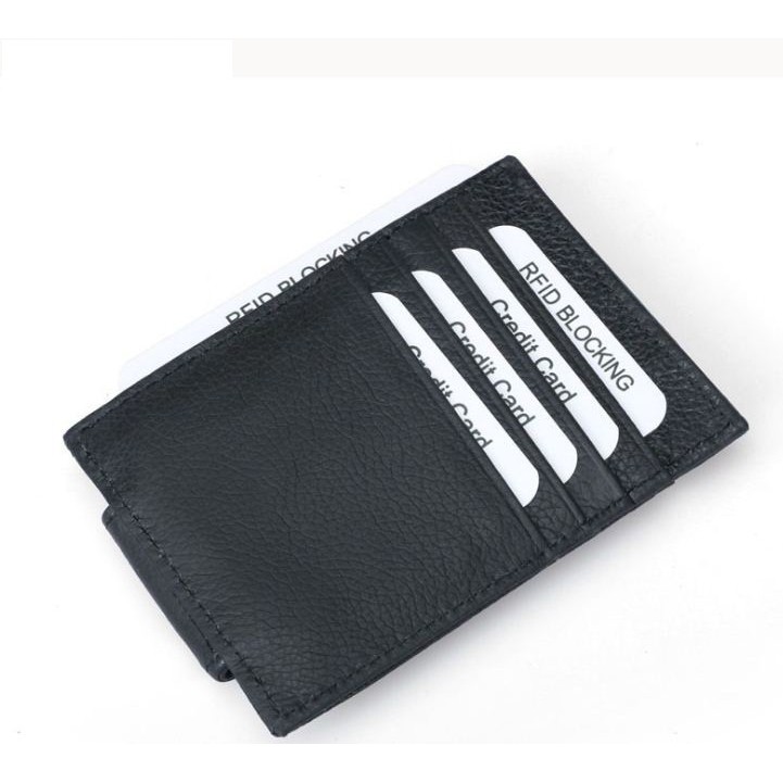 D3033 RFID Blocking Money Clip Card Holder Kulit Asli Dompet Kartu