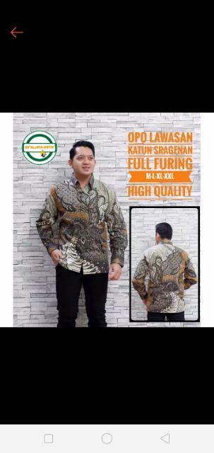 Batik Pria Opo Lawasan Full Furing Katun Halus Sragenan Size M-xxl Asli Solo Hogh Quality