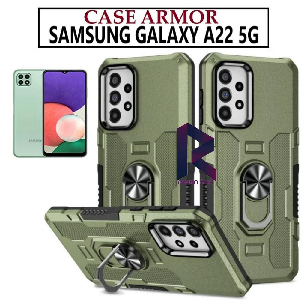 Case Armor SAMSUNG A22 5G Iring Cincin Magnetic Kesing Hp Protect kamera Premium Hard Case Standing Robot Pelindung Kamera