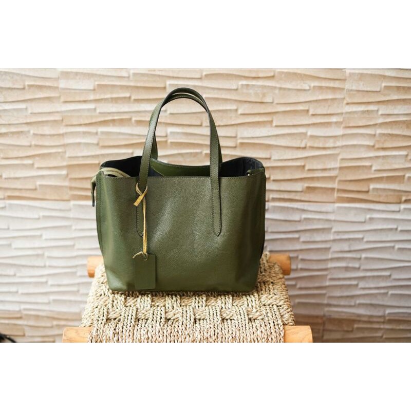 Tote Bag MK Kulit Asli (Army)