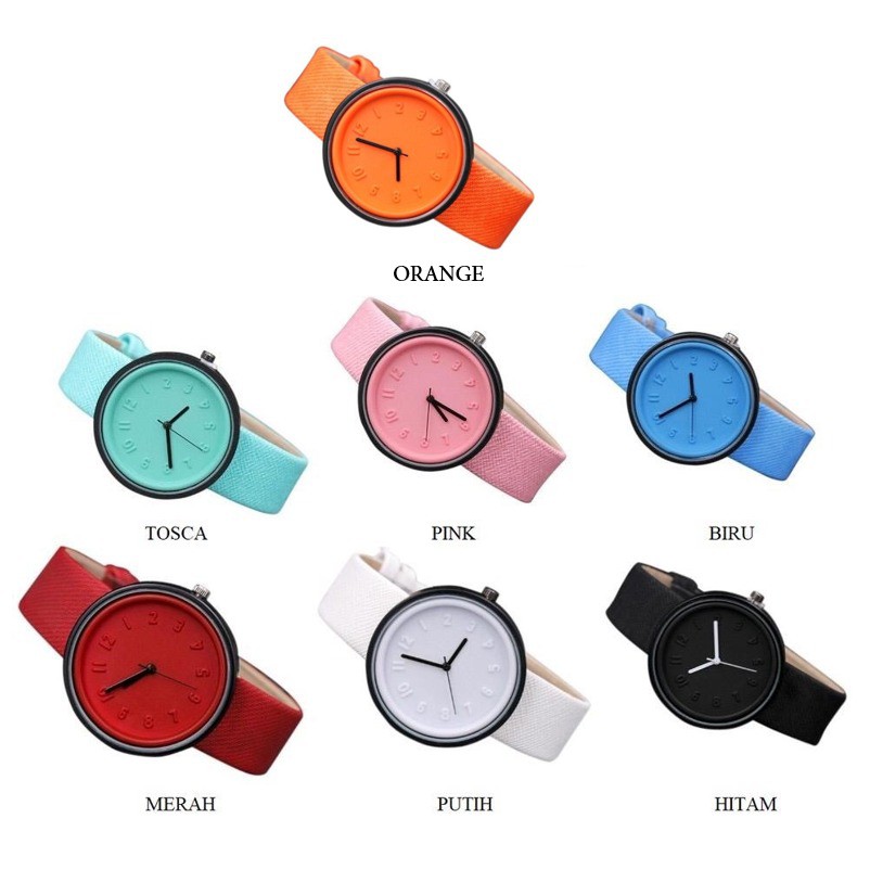 Grosir - J541 Jam Tangan Polos Warna / Jam Tangan Fashion Wanita / Jam Tangan Analog / Woman Watch