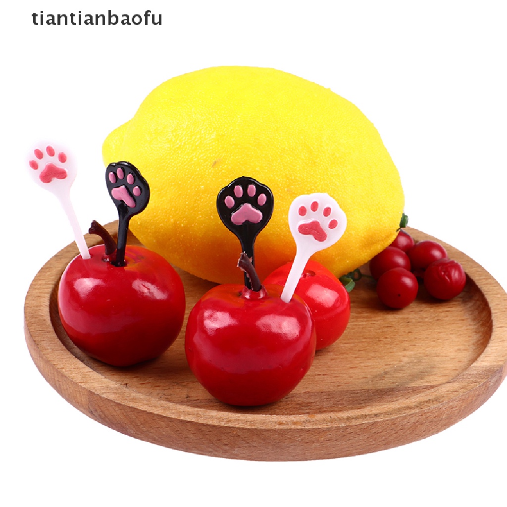 8pcs Garpu Buah / Kue / Snack Mini Bentuk Kartun Cakar Kucing Untuk Anak