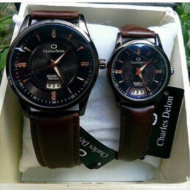 jam tangan couple charles delon TGL AKTIF ANTI AIR ORI sudah sepasang