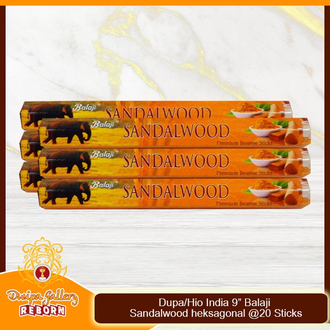 Dupa/Hio Wangi india 9&quot; Balaji Sandalwood heksagonal @20 sticks (6pcs/box)