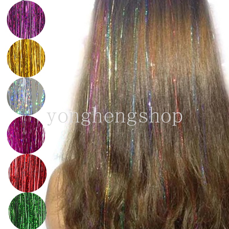 Hair Extensions Bahan Sintetis Ukuran 93m Aksen Glitter