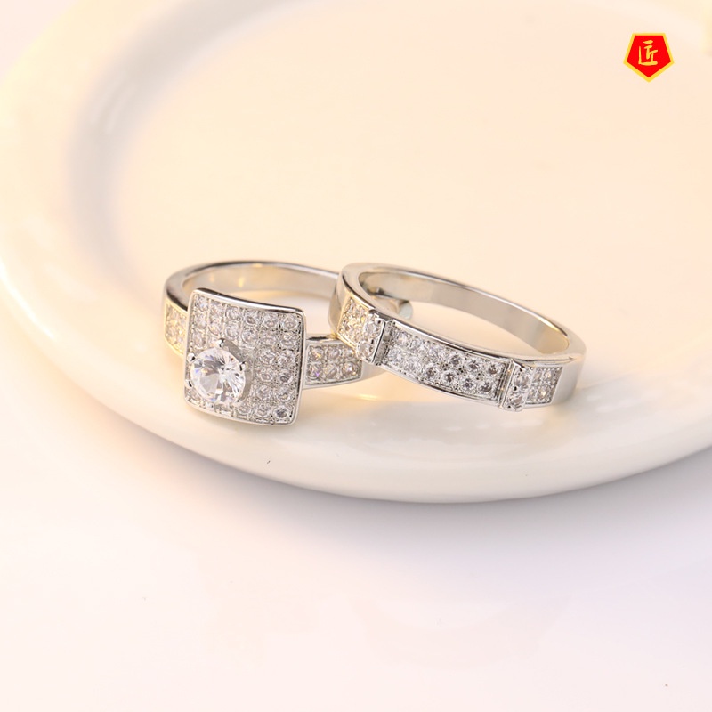Set Cincin Full Berlian Imitasi Mewah Untuk Wanita
