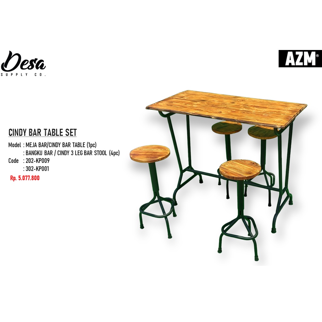 Meja Bar Bar Table Set Industrial Furniture Interior Decor Cindy Set