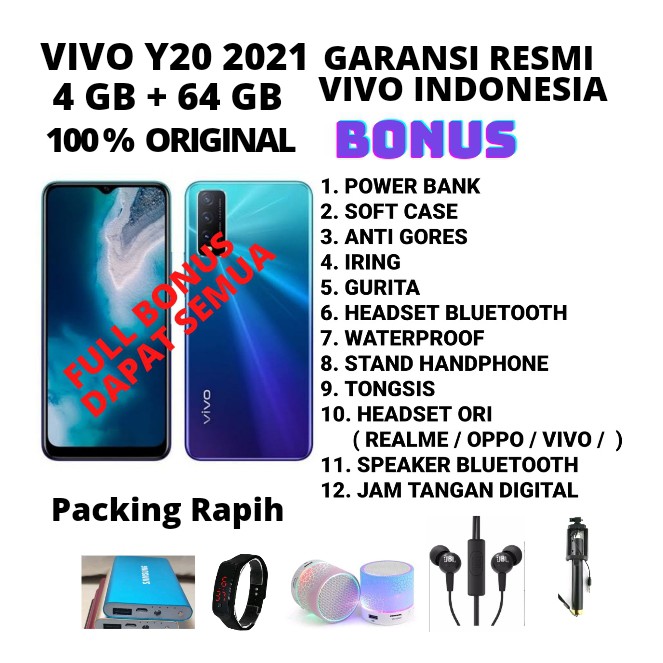 VIVO Y20 2021 RAM 4/64 GRASS GARANSI RESMI