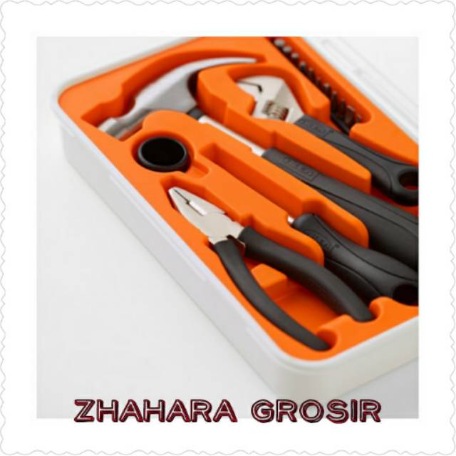 FIXA Tool Box Perkakas Obeng Tang Palu, set isi 17