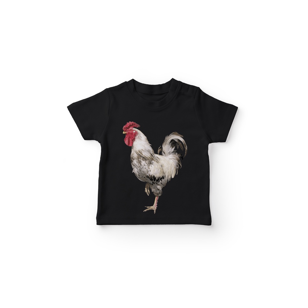 GKAHAYM2058 Kaos Anak Branded Motif Ayam Jago Angkat Kaki Satu Full Print Anak Lengan Pendek Bahan C