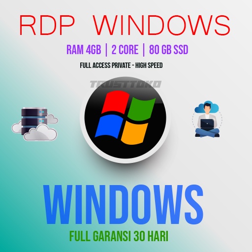 RDP WINDOWS 4GB 2CPU FULL ADMINISTRATOR, GARANSI 30 HARI