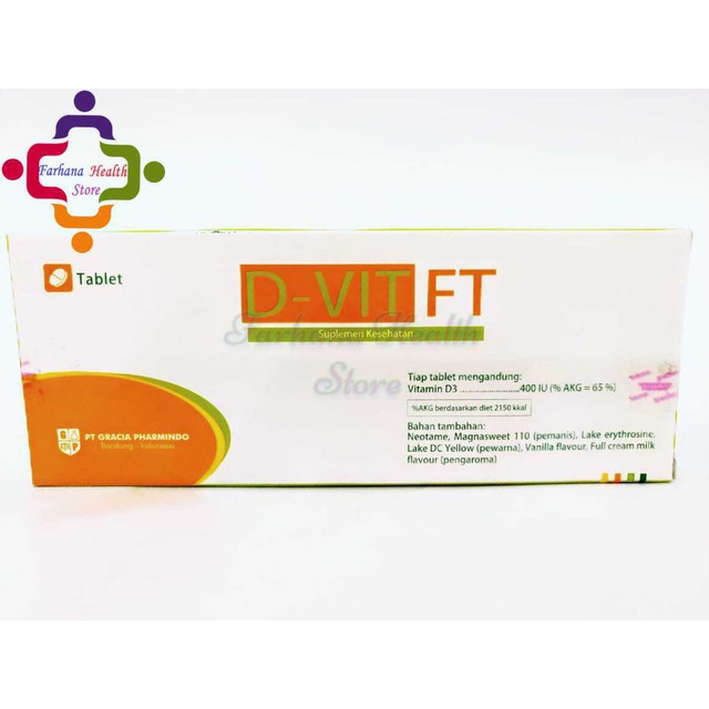 Original D-Vit Ft 400 IU Tablet / D Vit / Vitamin D3 Paten