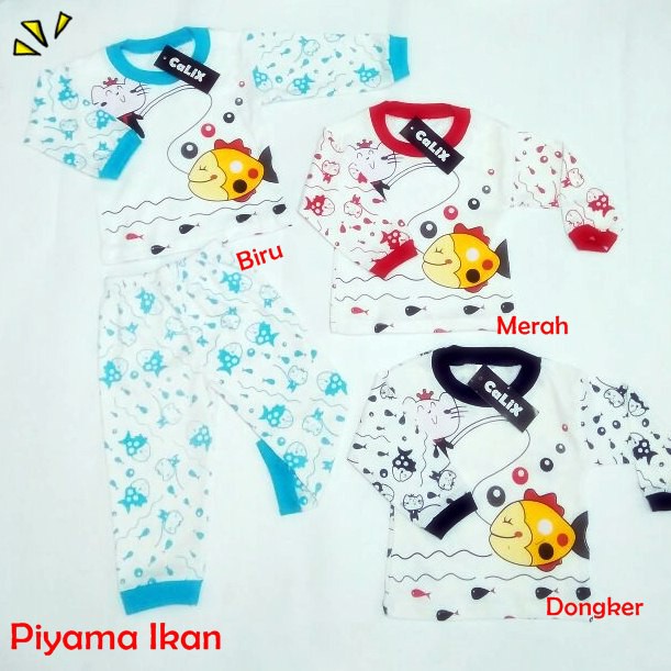 Piyama Anak Ikan Setelan Anak  Baju Anak Murah Unisex