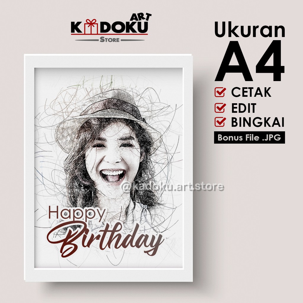 Desain foto A4 Kado Anniv / Ulang Tahun / Wisuda + BINGKAI & CETAK