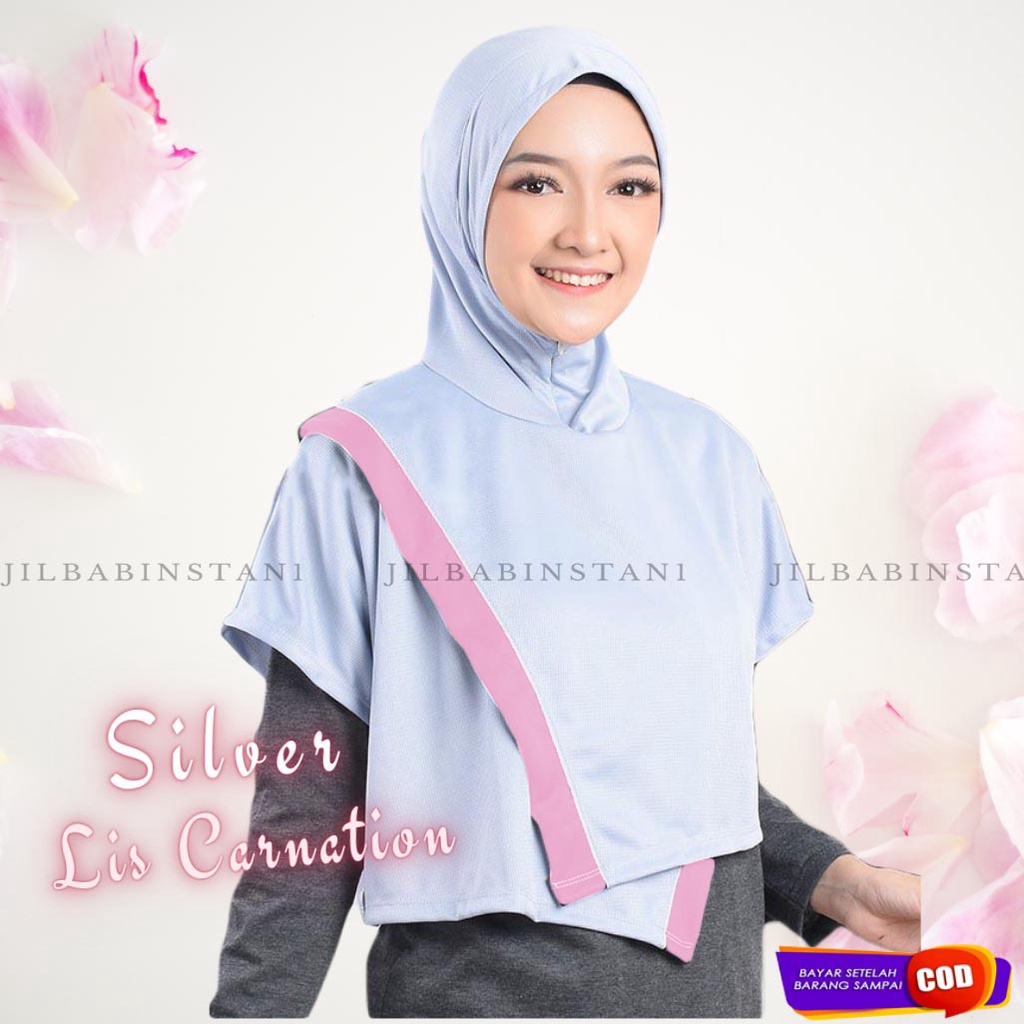 Jilbab Olah Raga Dry Fit- Hijab Sporty - Renang Olahraga Lari Senam Yoga Running Jogging Sepeda-SILVER CARNATION