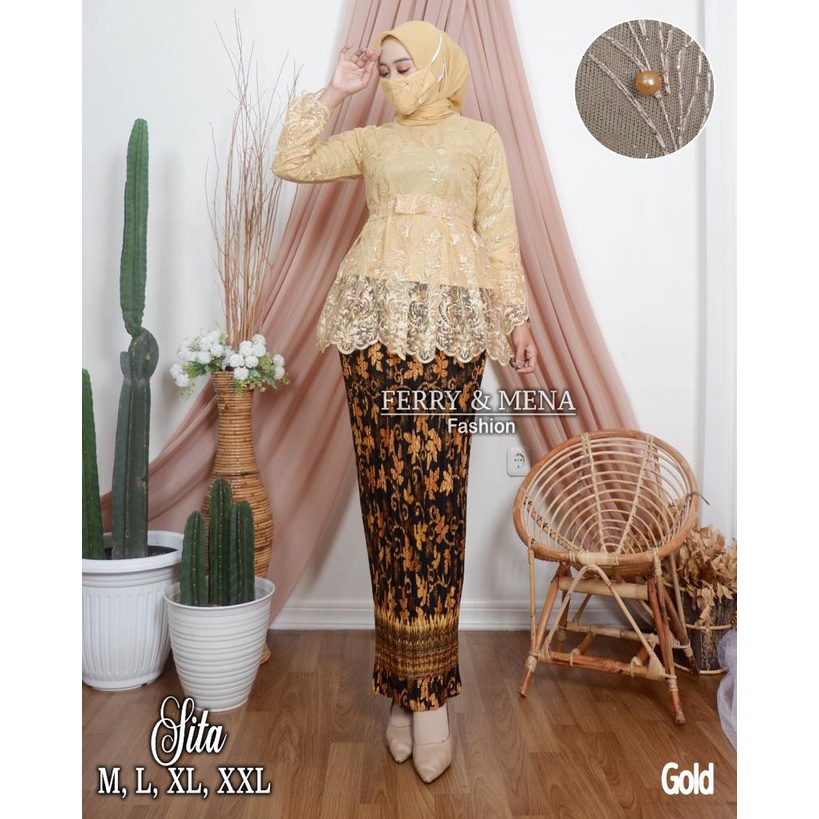 ADE&gt; SET KEBAYA SITA - KEBAYA TULLE REMPEL MUTIARA - OUTFIT KEBAYA PESTA CANTIK - OOTD WISUDA CANTIK