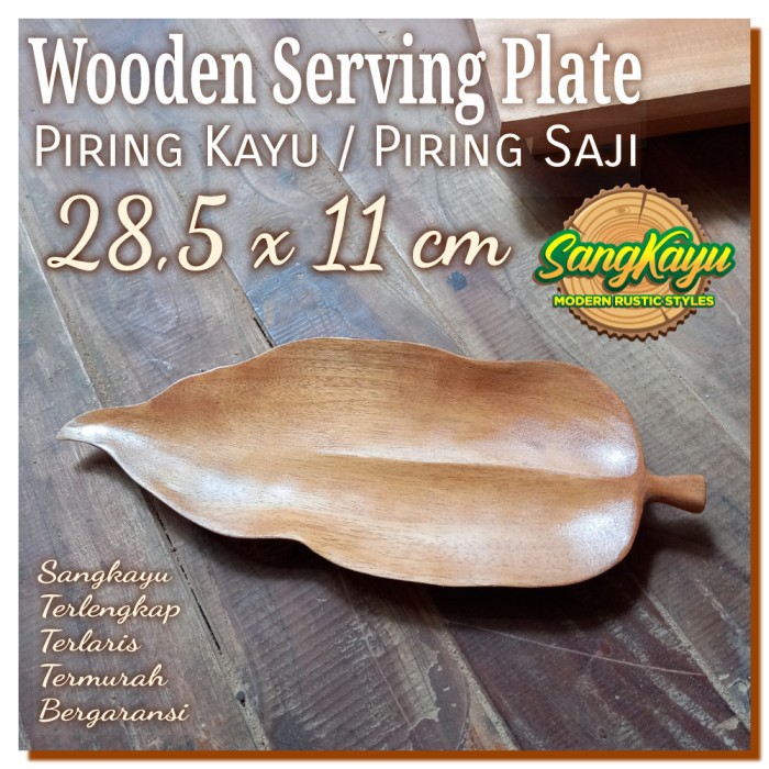 Piring kayu bentuk daun Wooden plate serving plates piring saji kayu