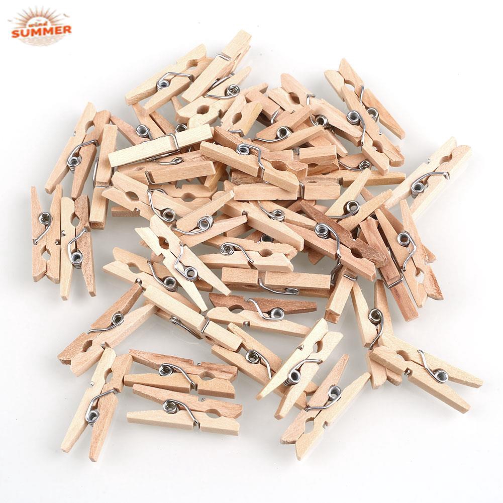 Bg 50pcs Klip Penjepit Pakaian Mini Bahan Kayu Alami Shopee Indonesia