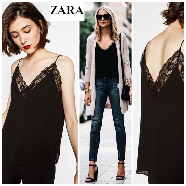 ZARA LACE CAMISOLE BLACK TANKTOP
