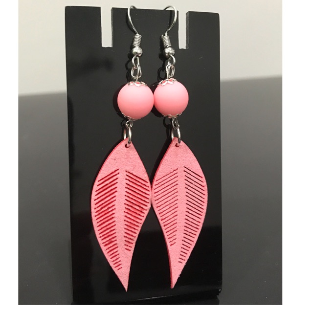 Anting tassel korea panjang jurai Daun Import E02 pink matte