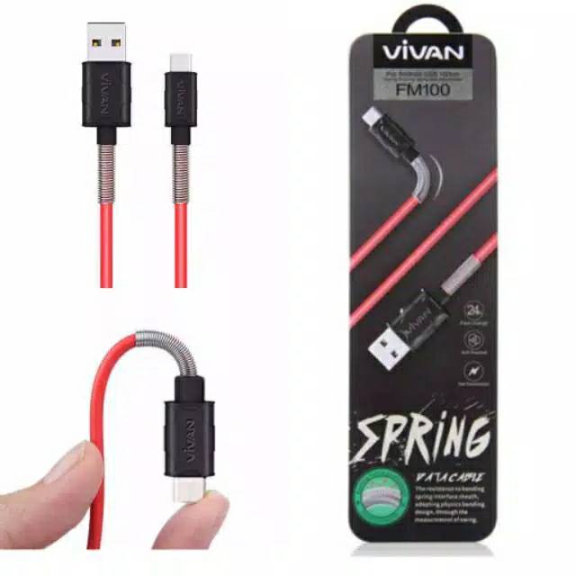 VIVAN SPRING DATA CABLE Output 2.4 Ampere FM100 / Kabel Charger / Kabel Data