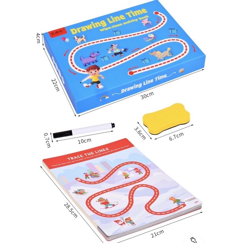 tracing line - wipe clean activity card - kado anak - hadiah anak - latihan menulis - activity card