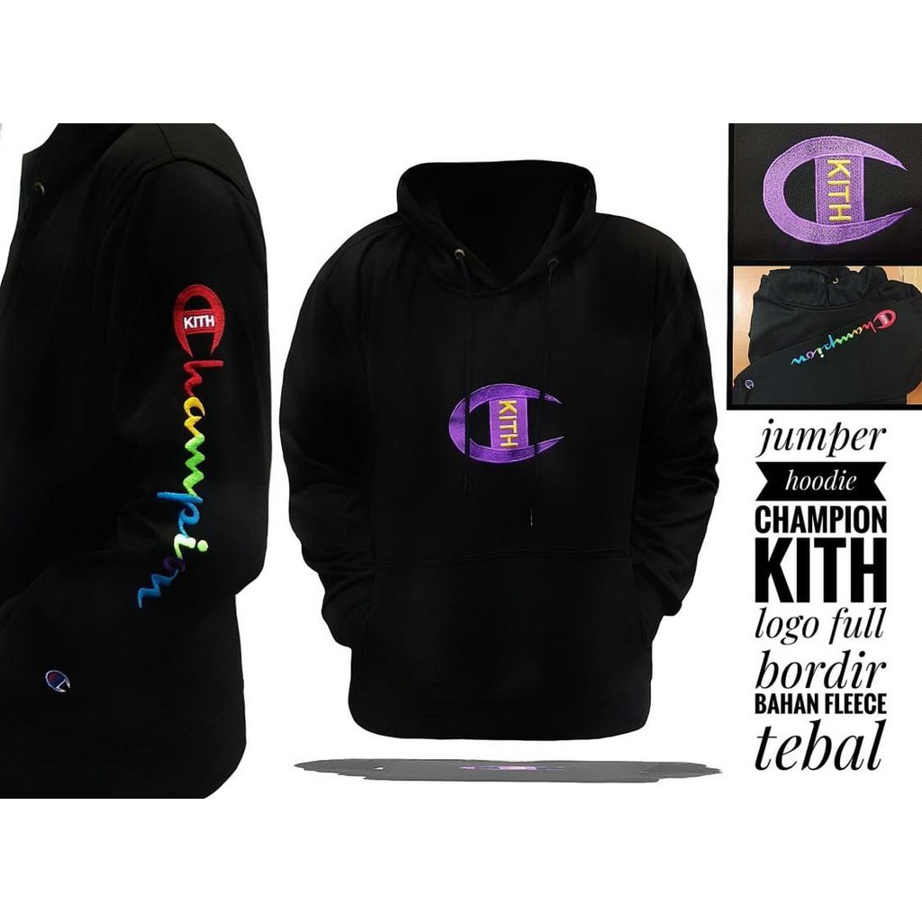 JAKET HOODIE CHAMPION HITAM WARNA WARNI