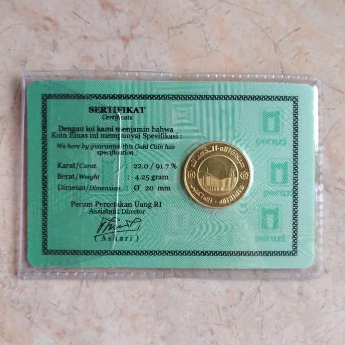 Koin Emas 22K 1 Dinar Bersertifikat Cetakan Peruri (Bukan Antam) 4.25G Best