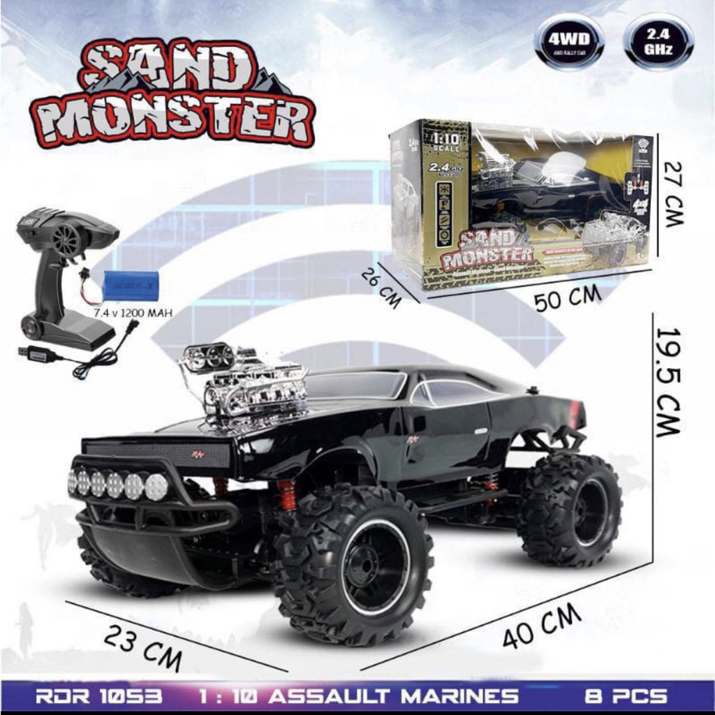 MOBIL BESAR REMOTE CONTROL SAND MONSTER SKALA 1:10  2,4GHZ MAINAN MOBIL RC BESAR