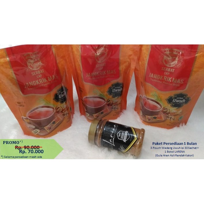 

Paket WFH 3 Pouch Wedang Uwuh + 1 Botol Larena
